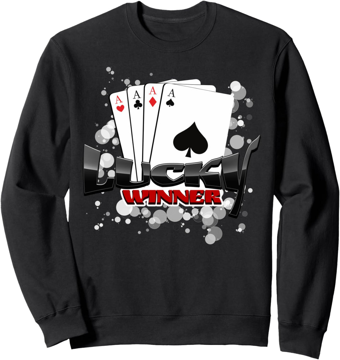 Glückliche Sieger Poker Asse Karten Geburtstag Sweatshirt