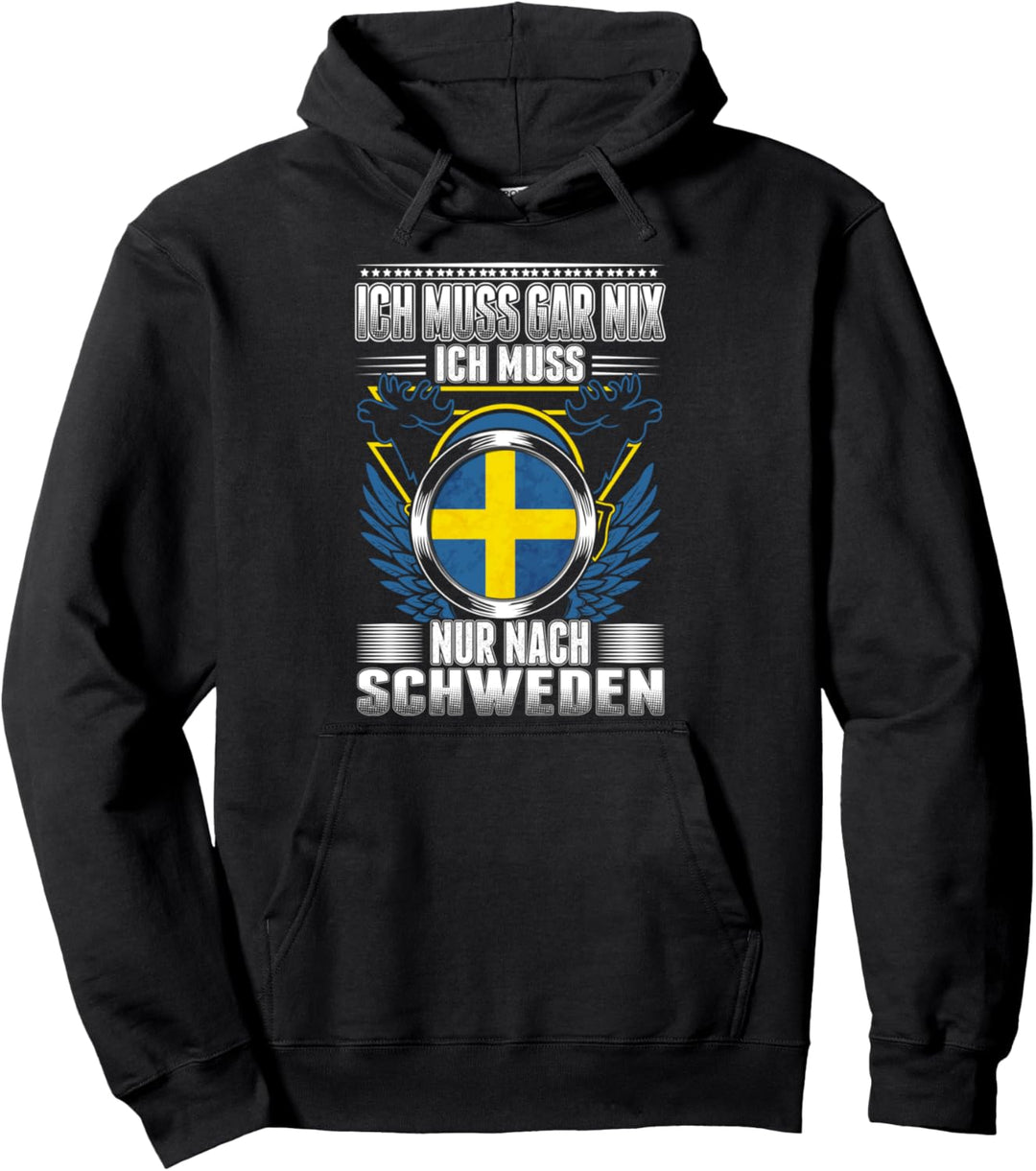 Schweden Urlaub Souvenir Elch Schwedische Flagge Stockholm Pullover Hoodie