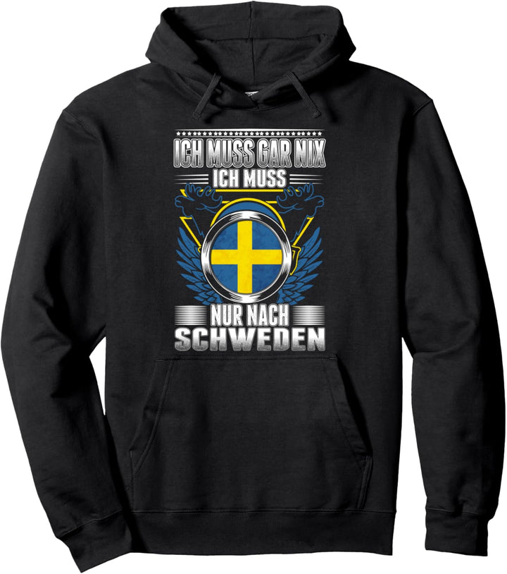 Schweden Urlaub Souvenir Elch Schwedische Flagge Stockholm Pullover Hoodie