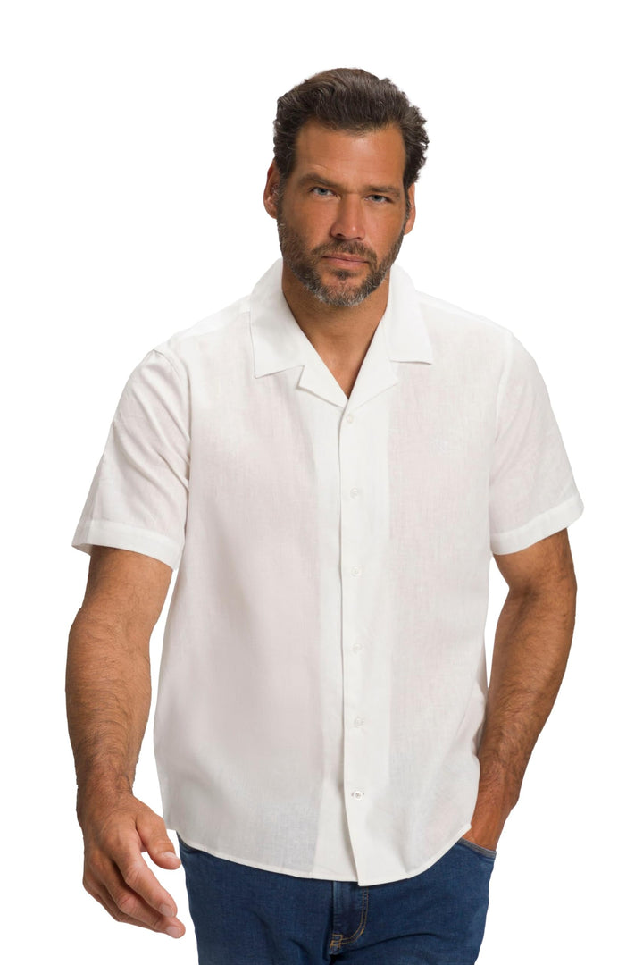 JP 1880 Herren grosse Grössen Übergrössen Menswear L-8XL Leinenmixhemd, Halbarm, Kubakragen, Modern