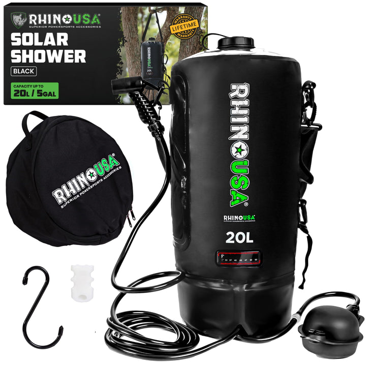 Rhino USA Tragbare Solar-Campingdusche mit 20 l Fassungsvermögen – unverzichtbar für Camping, Festiv