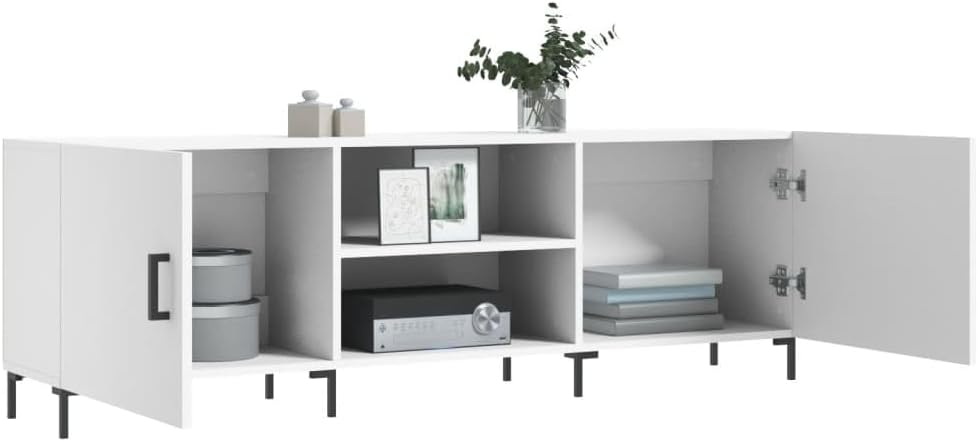 TV-Schrank, weiss, 150 x 30 x 50 cm, Holz, mehrschichtig, Eisen, TV-Schrank, TV-Konsole, Unterschran