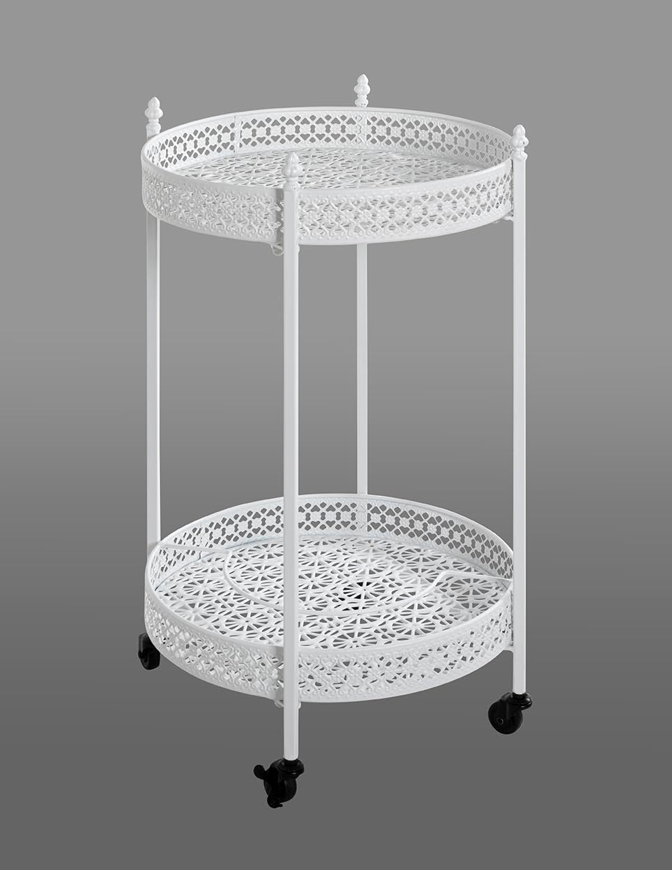 HAKU Servierwagen weiss, Metall - Masse: H 74 cm x Ø 45 cm, Style: Coastal Furniture, Weiss