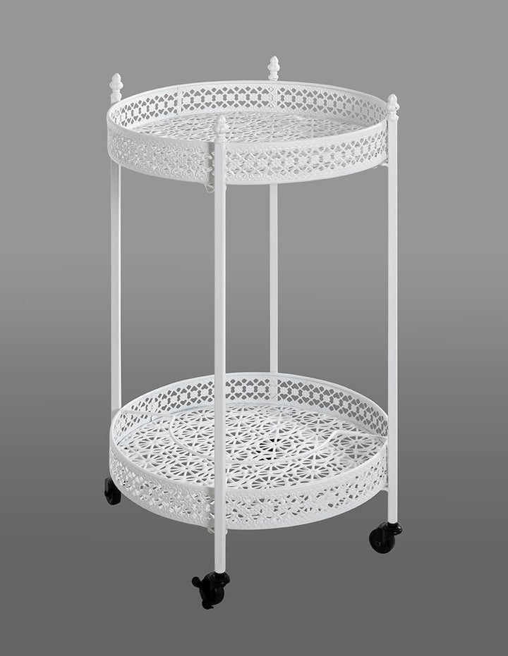 HAKU Servierwagen weiss, Metall - Masse: H 74 cm x Ø 45 cm, Style: Coastal Furniture, Weiss