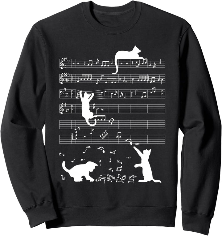 Niedliche Katze Kätzchen Musiknote Notenschlüssel Musiker Sweatshirt