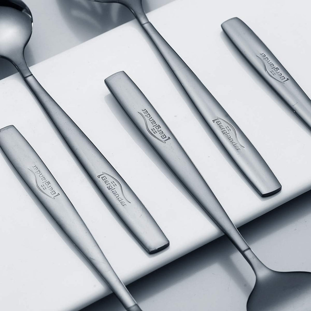 Berglander Black Silverware Servierset 10-teilig, Edelstahl-Besteck-Servierset mit schwarzer Titanbe