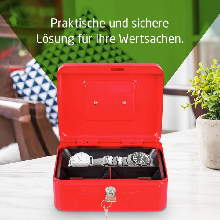 Amig - Sicher | Geldkassette | Safe für Geld, Scheine und Münzen | Mit Münzfach und 2 Schlüsseln | S