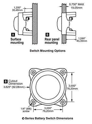 BLUE SEA 9004E BATTERY SWITCH E ON/OFF W/AFD Ein-Aus W/Afd, Ein-Aus W/Afd