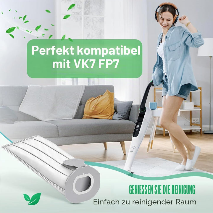 ROMIVO 10 Stück Staubsaugerbeutel kompatibel mit Vorwerk Kobold VK7S VK7 FP7S FP7 Staubsauger Akku,
