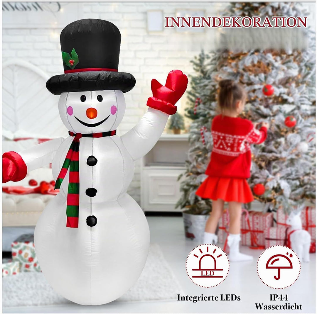 1.8m Aufblasbarer Schneemann Weihnachten mit LED Lichtern Aussendekoration Aufblasbarer Schneemann W