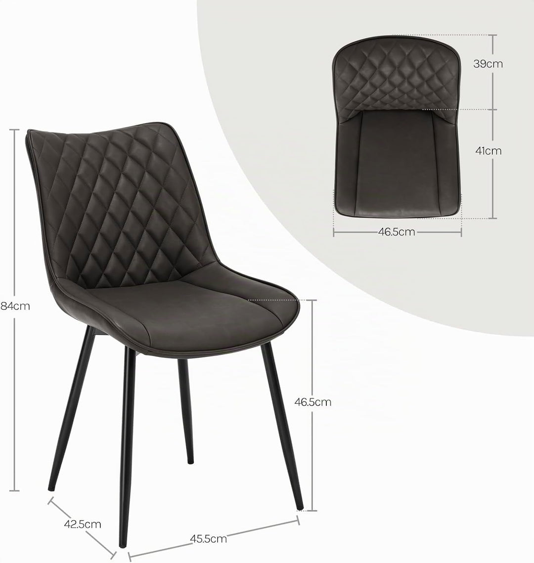 WOLTU Esszimmerstühle 2er Set, Küchenstühle gepolstert Anthrazit 2er Set, Anthrazit 2er Set