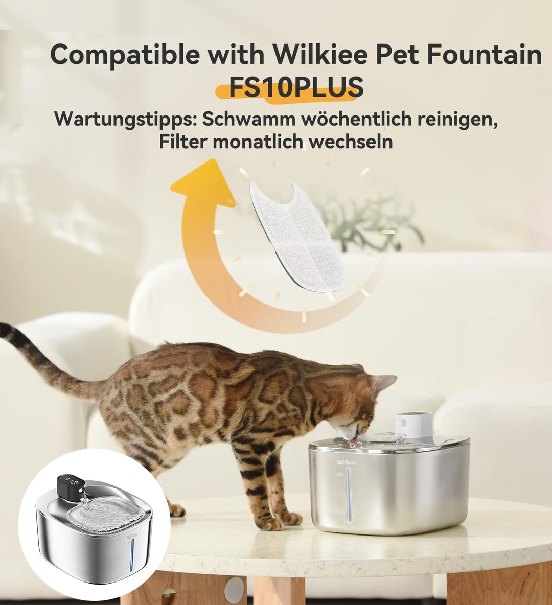 Katzenbrunnen Filter 8er Pack für Trinkbrunnen für Katze FS10LUS, 6-stufiger Filter 8-Monats-Set Ers