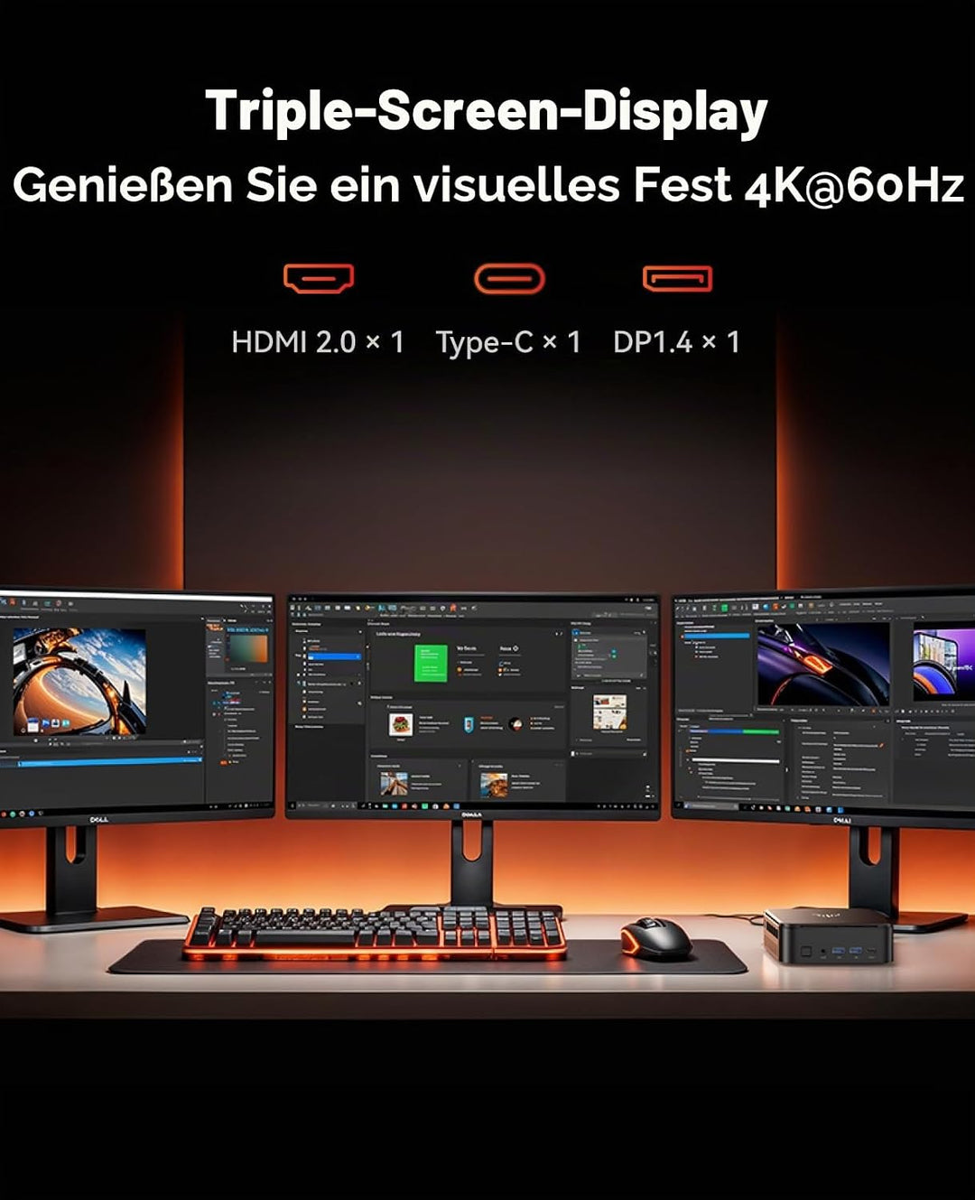 NiPoGi E3B Mini PC AMD Ryzen 7 7730U(Bis zu 4,5GHz) 32GB DDR4 1TB SSD mit Radeon Graphics Micro Desk