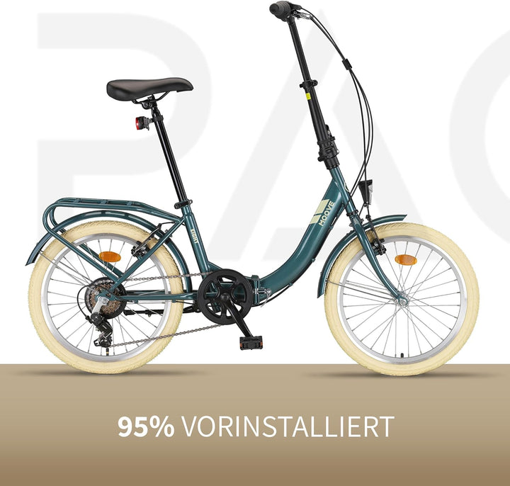 PACTO-Eight Hochwertiges Faltrad 27cm Stahlrahmen 20 Zoll Doppelwandige Aluminiumfelgen 6 Gang Shima