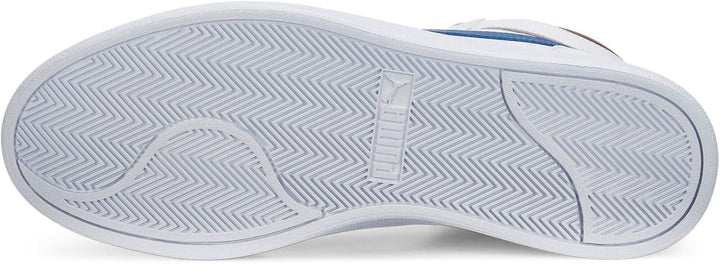 PUMA Unisex Shuffle Mid Sneaker, 45 EU Puma White Lake Blue Intense Red Puma Team Gold