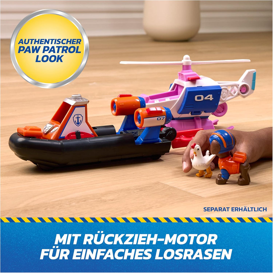 PAW PATROL - Search &amp; Rescue: Zumas Rettungs-Fahrzeug, Boot mit Rückziehmotor, ca. 13 cm, inkl. Hund