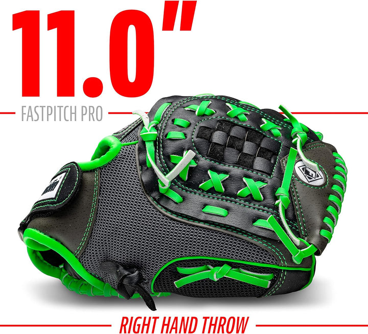 Franklin Sports Windmühle Serie Leichte Softball Handschuh, 27,9 cm für Rechtshänder Lime/Gray, für