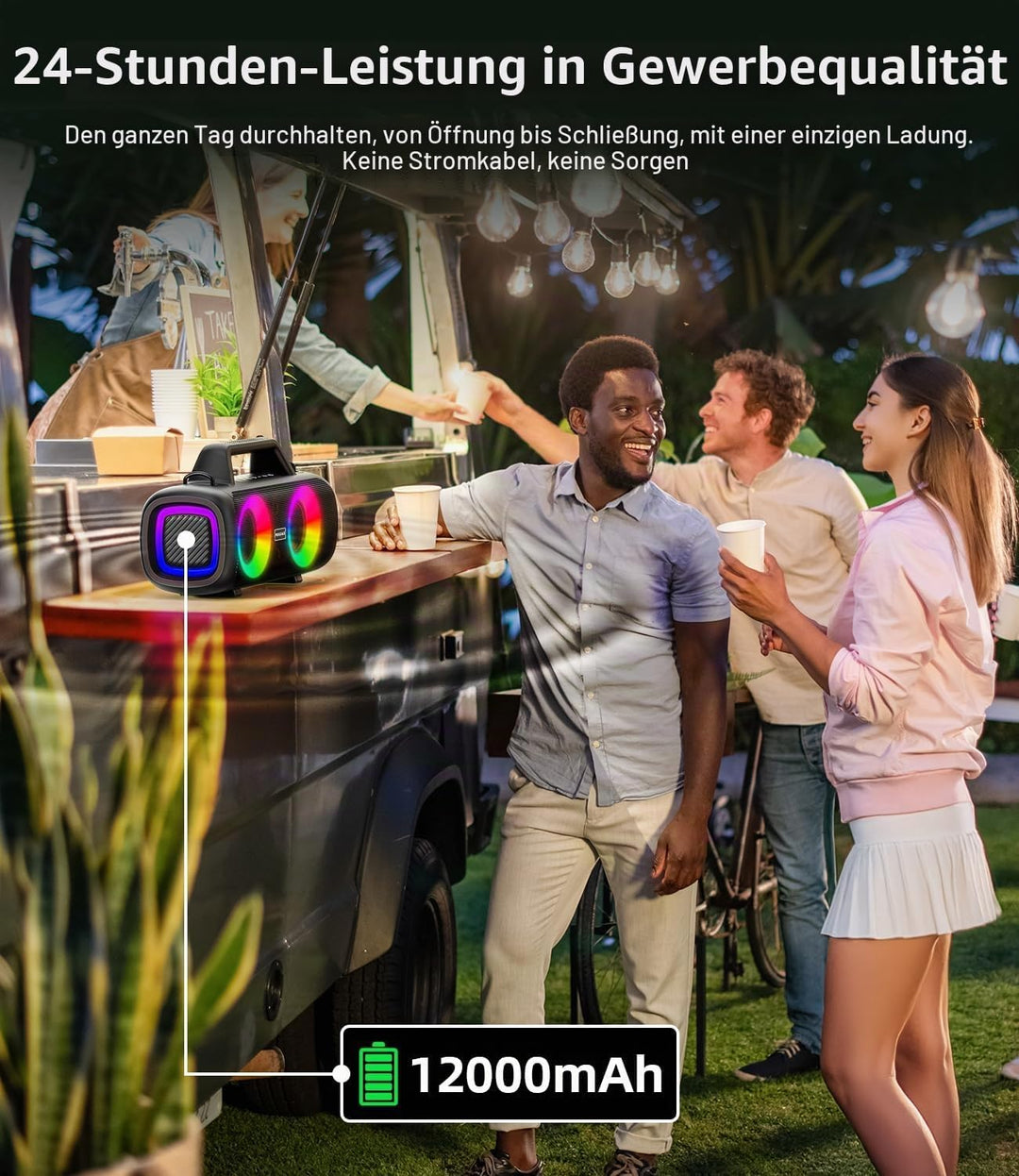 Portable Bluetooth Speaker Wireless,140W Peak Loud Sound with 2 Subwoofers &amp; Bass Boost, IP65 Waterp