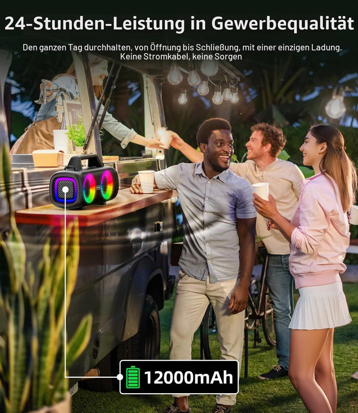 Portable Bluetooth Speaker Wireless,140W Peak Loud Sound with 2 Subwoofers &amp; Bass Boost, IP65 Waterp