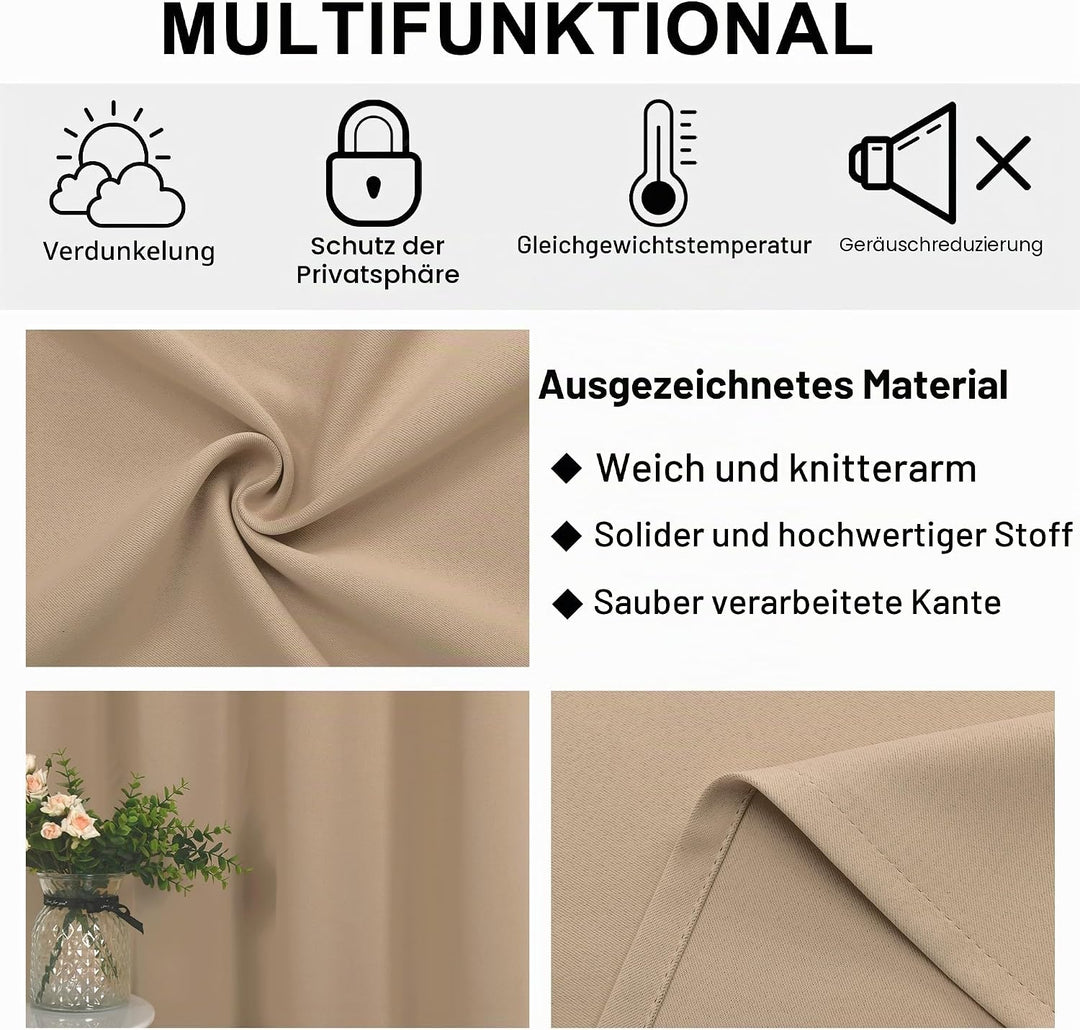 DWCN Thermovorhang Hitzeschutz Türvorhang Blickdicht 1 Stück H210xB132cm Verdunkelungsvorhang Biscot