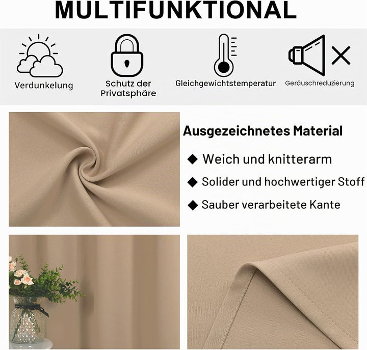 DWCN Thermovorhang Hitzeschutz Türvorhang Blickdicht 1 Stück H210xB132cm Verdunkelungsvorhang Biscot