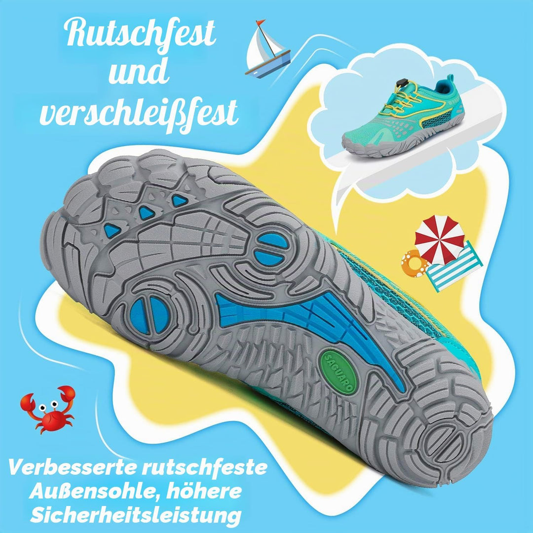 SAGUARO Kinder Barfussschuhe Schnell Trocknend Badeschuhe,24-36 EU 29 EU Grün Gelb, 29 EU Grün Gelb