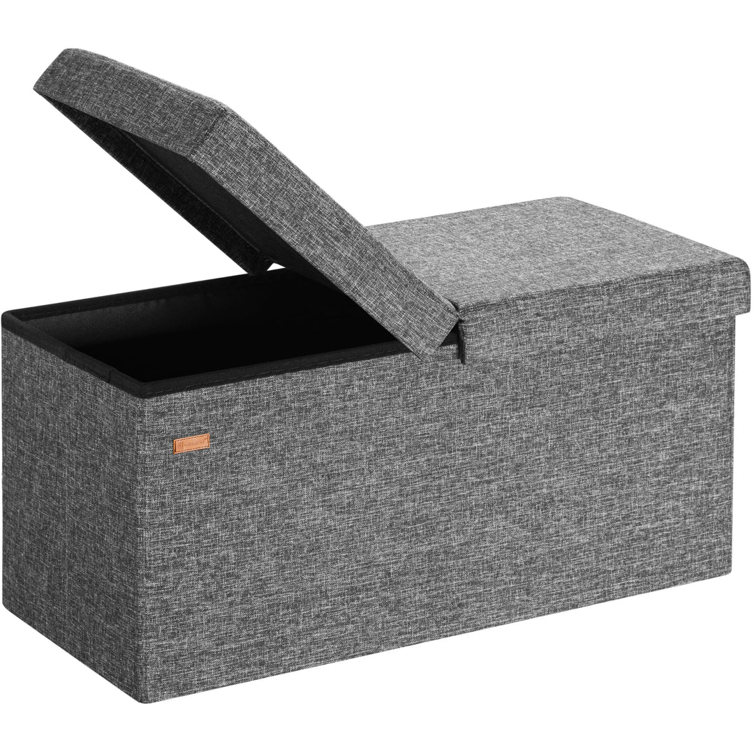 Casaria® Sitzbank mit Stauraum 80x40x40cm Dunkelgrau Deckel Klappbar Gepolstert Faltbar 100L Stoff S