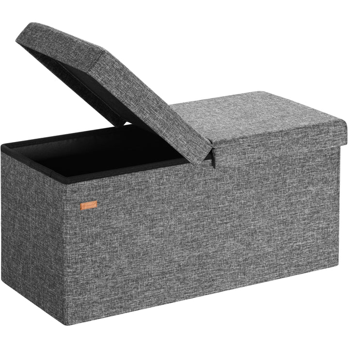 Casaria® Sitzbank mit Stauraum 80x40x40cm Dunkelgrau Deckel Klappbar Gepolstert Faltbar 100L Stoff S