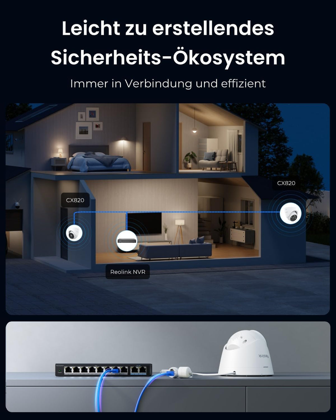 Reolink CX820 ColorX PoE Kamera, 4K UHD, Echtfarben Nachtsicht, F1.0 Superblende, 1/1,8" Bildsensor,