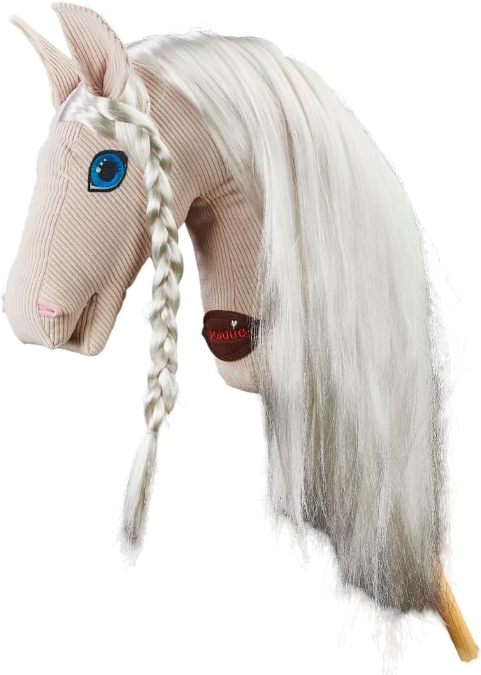 PONNIE Reitpferd mit Rollen Camel XL (9-99 Jahre), Spielpferd zum Reiten mit Rot Sattel, Kämmbare Mä
