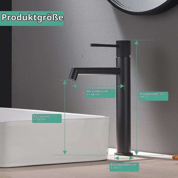 AIMADI Wasserhahn Bad,Einhebelmischer für Bad und Gäste-WC, moderne Badezimmer-Armatur mit Keramik-K