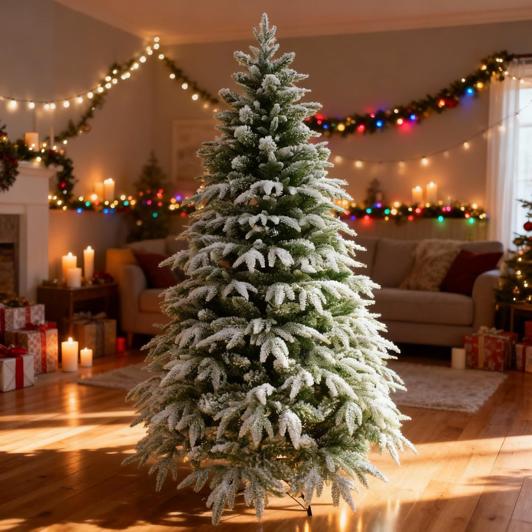 4ft/1.2m Künstlicher Weihnachtsbaum Lappland Tanne - Schnee beflockt Grün 332 PE/PVC Zweigspitzen, k
