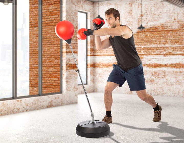 Punching Bag with Stand, Boxing Bag for Teens & Adults - Height Adjustable - Speed Bag for Training,