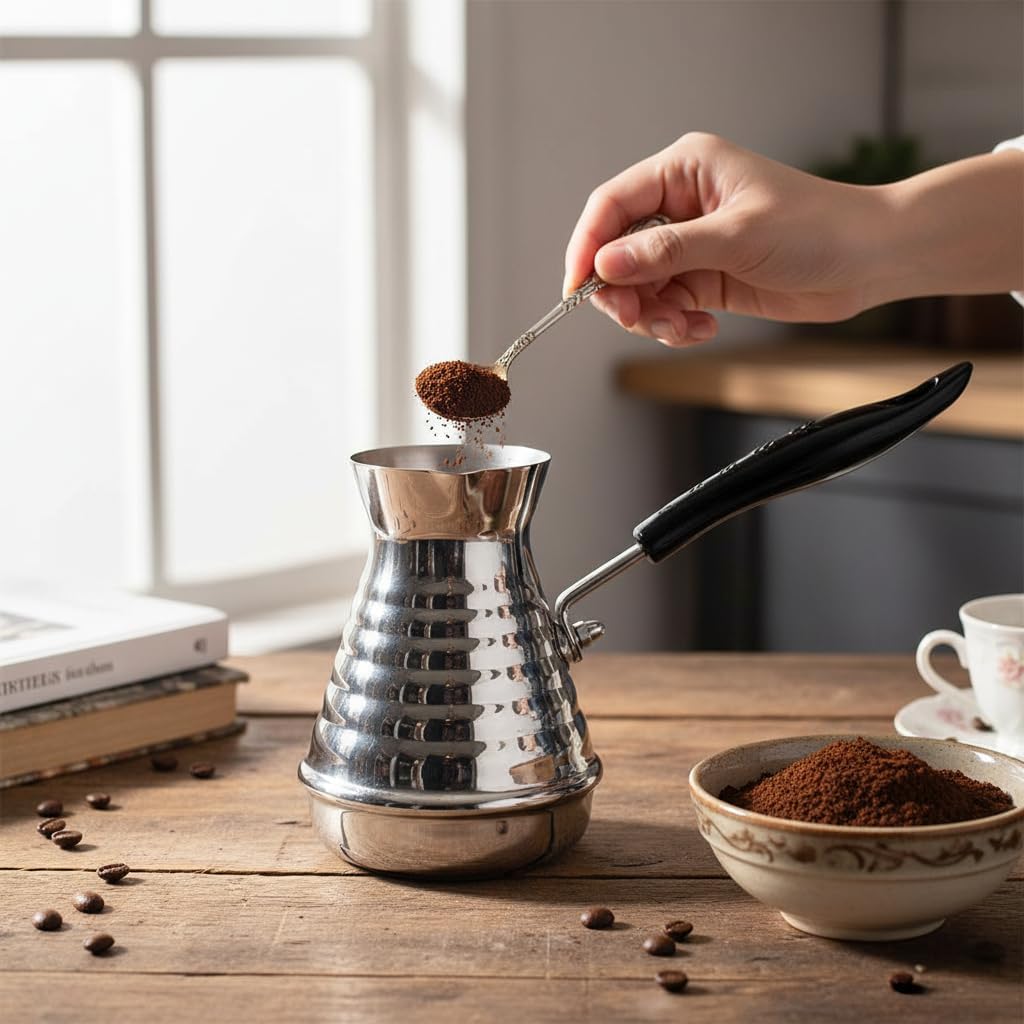 GMMH Türkische Kaffeekocher Mokkakanne (350 ml), Espressokocher Cezve Dzhesva, Kaffee Mokka Briki Ka