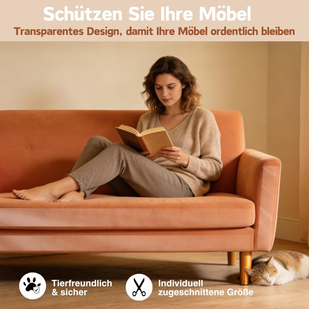 Kratzschutz Sofa Katze Transparent 5m x 30cm, Katzen Kratzschutz Selbstklebend Tape Extra Lang Flexi
