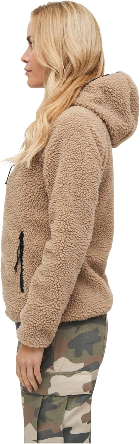 Brandit TEDDYFLEECE JACKE MIT KAPUZE DAMEN WINTERJACKE JAGD OUTDOOR FLEECEJACKE 4XL Coyote, 4XL Coyo