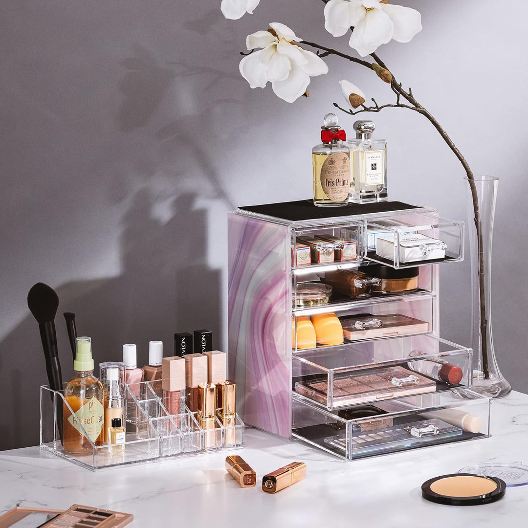 Sorbus Aufbewahrungsbox aus Acryl, geräumiges Design, ideal für Badezimmer, Kommode, Schminktisch un