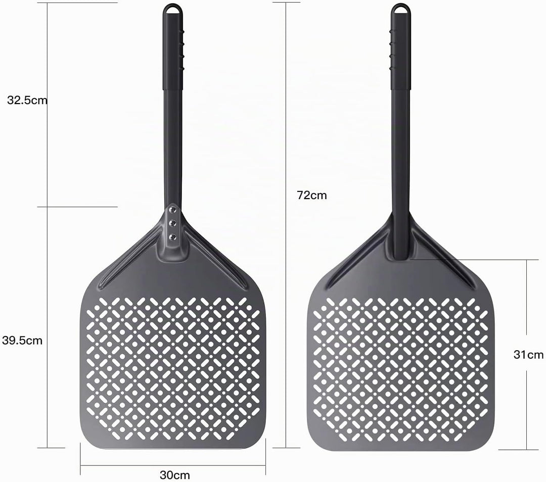 12 Zoll 30cm x 72cm Perforierter Pizzaschieber, Pizzaschaufel aus Hart Eloxiertes Aluminium Rechteck