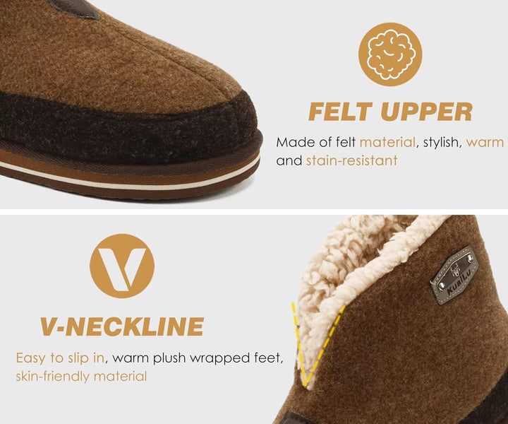 KuaiLu Hausschuhe Boots Herren Winter Filz Hausstiefel Warm Plüsch Flauschige Fell Hüttenschuhe Kusc