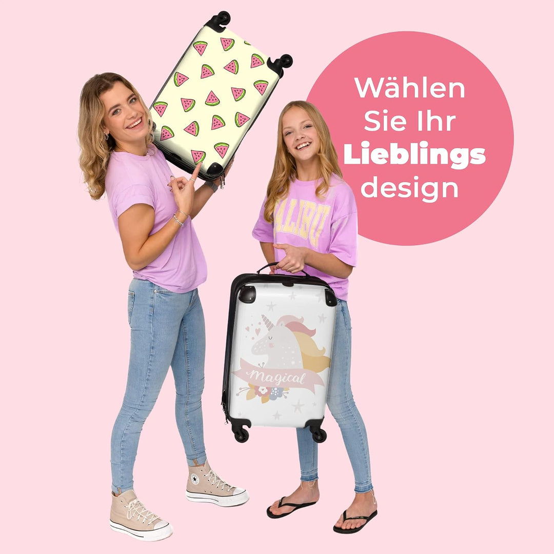 NoBoringSuitcases.com® Kinderkoffer Mädchen - Reisekoffer Kinder, Kabinentrolley, Leichtgewicht, 4 R