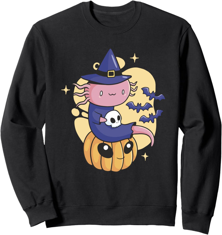 Axolotl Hexe Zauberer Kürbis l Lustiges Halloween Kostüm Sweatshirt