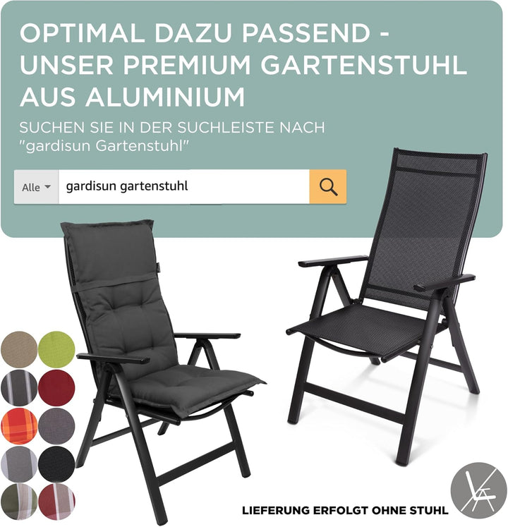Gartenstuhlauflagen Hochlehner, 4er Set, Anthrazit | Extra Dicke Sitzauflagen, Made in EU, Polsterau