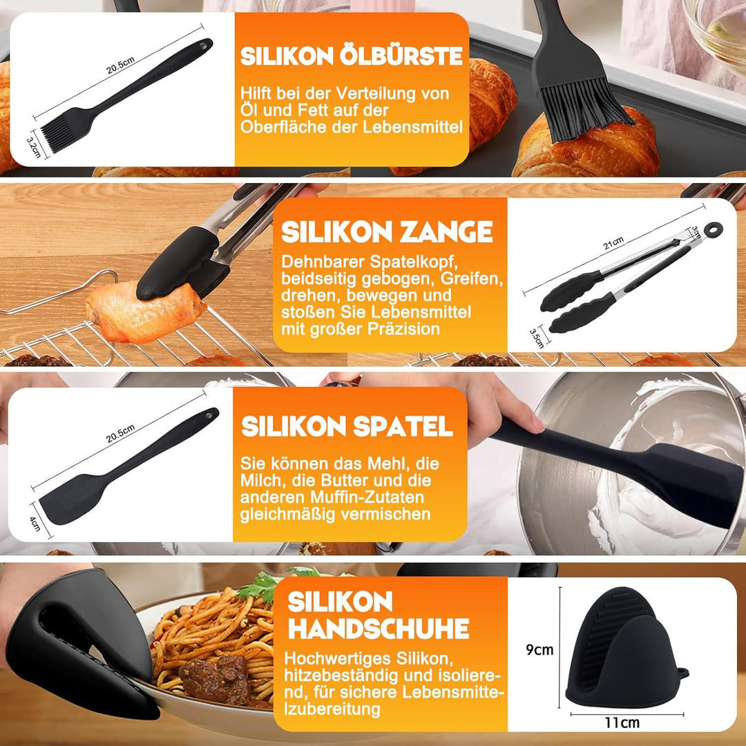 Heissluftfritteuse Zubehör für Ninja Foodi Flexdrawer AF500EU 10,4L - 22 Stück Ninja Airfryer Siliko