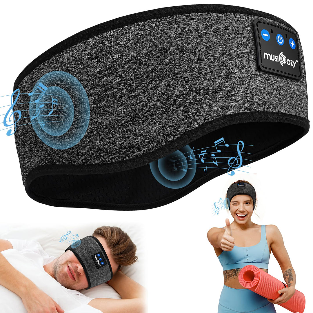 MUSICOZY Schlafkopfhörer Bluetooth, Schlaf Kopfhörer Stirnband Schlaf-Ohrhörer Headband Kabellos Spo