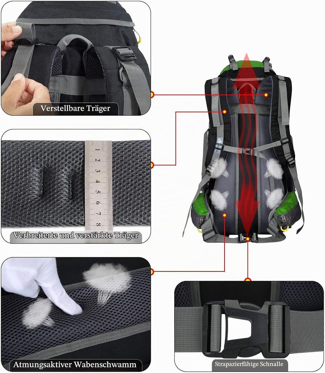 70L Trekkingrucksack Campingrucksack Reiserucksack Wanderrucksack Grosser Rucksack für Damen Herren