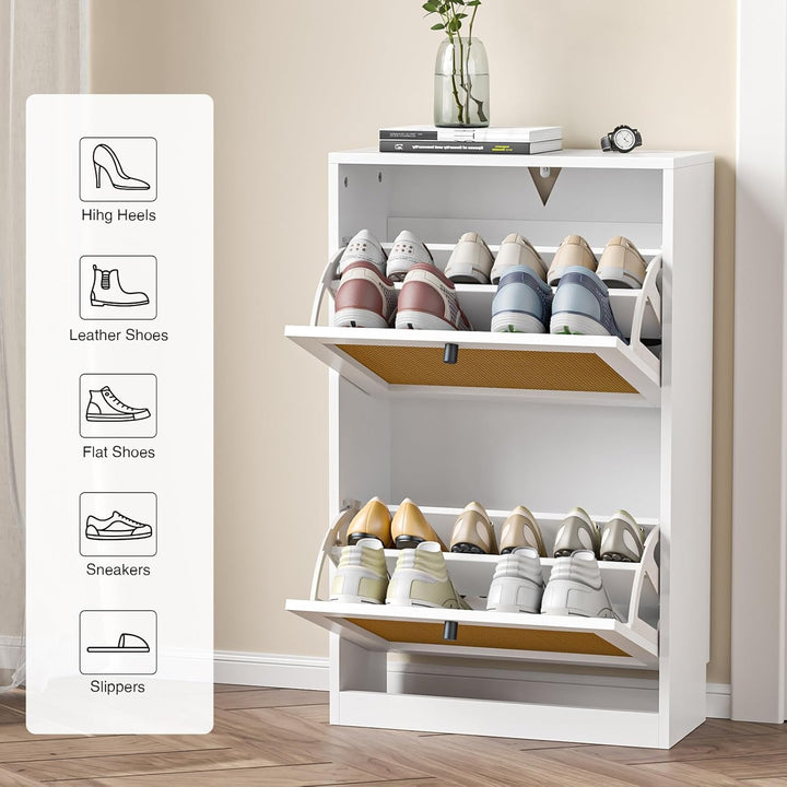 Schuhschrank mit 2 Flip-Schubladen, platzsparender Schuhkipper, Schuhregal, Schuhaufbewahrung, für 8