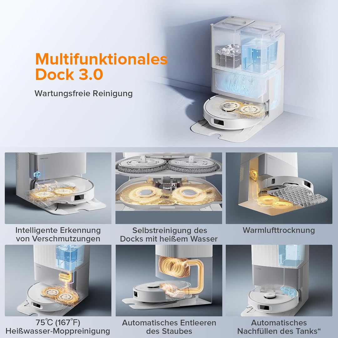 roborock Qrevo Edge S5A Saugroboter mit Wischfunktion,Dual Anti-Tangle-System,18.500Pa,FlexiArm Desi