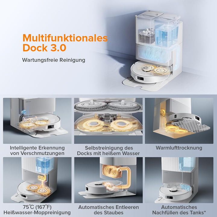 roborock Qrevo Edge S5A Saugroboter mit Wischfunktion,Dual Anti-Tangle-System,18.500Pa,FlexiArm Desi