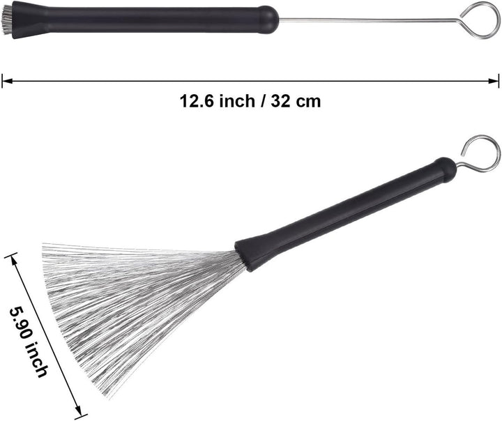 Drum Rods Brushes, Drumstick-Bürsten für Rutschige Oberflächen Edelstahl mit Drumstick für Drum-Zube