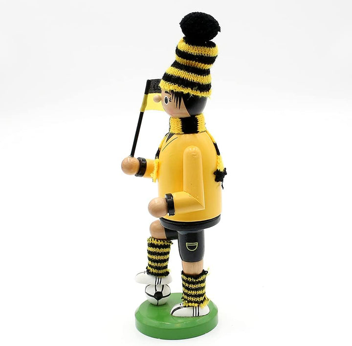 Dekohelden24 Räuchermann als Fussballer mit schwarz/gelbem Outfit, ca. 20 cm, 520360, Schwarz / Gelb